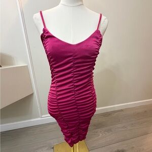 Haley & June Vibrant Pink Ruched Mini Dress